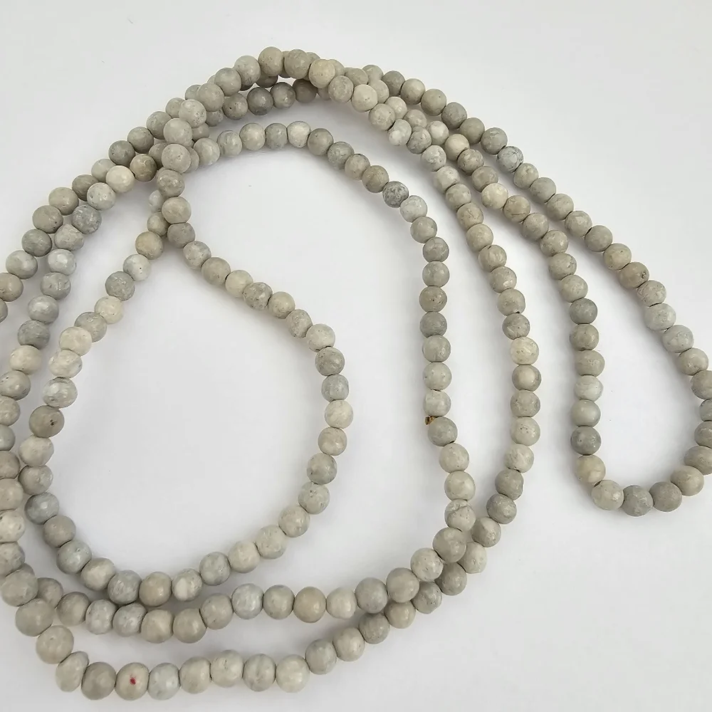 Natural Grey Stone Matte Beaded Rope Necklace - Picture 3 of 6